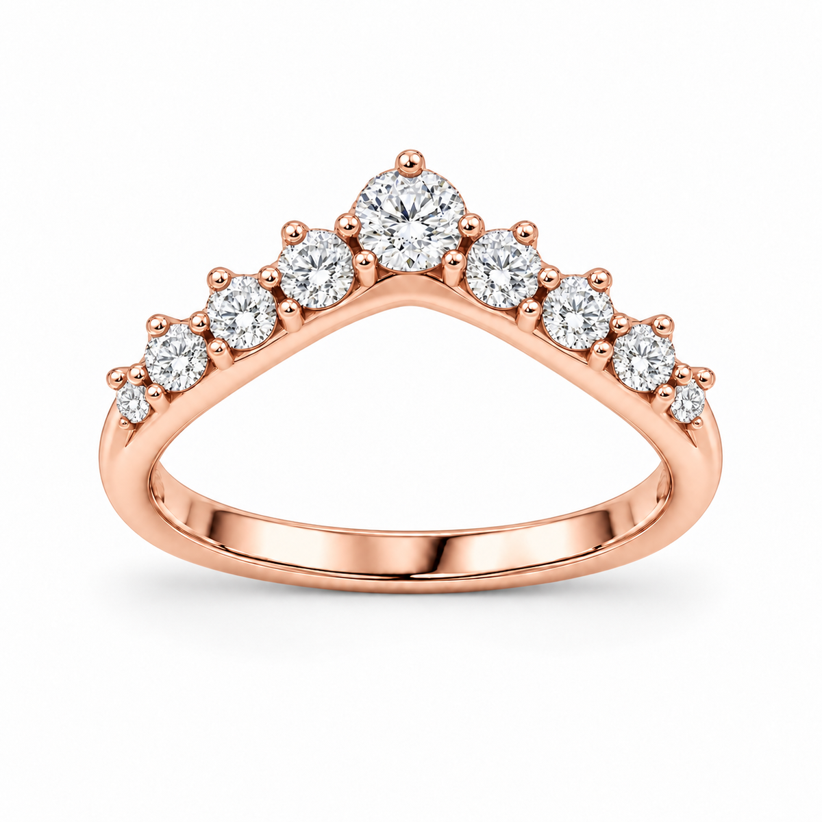 [metal:rose-gold] Dahlia Crown Diamond Ring — front — Rose gold colour preview [catalog-v4]