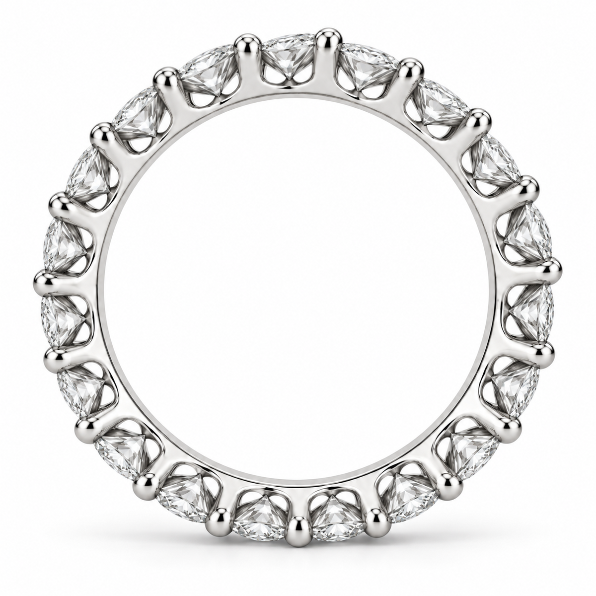 [metal:white-gold] Daphne Marquise Eternity Ring — top — Marquise diamond eternity ring, circular elevation studio view [catalog-v4]