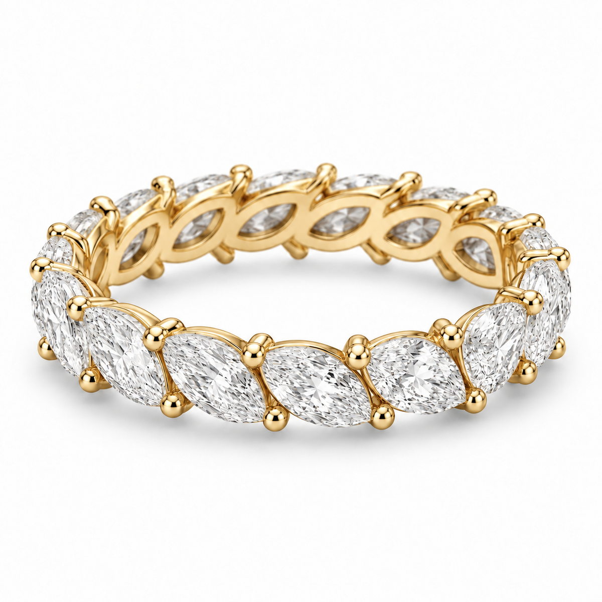[metal:yellow-gold] Daphne Marquise Eternity Ring — front — Yellow gold colour preview [catalog-v4]