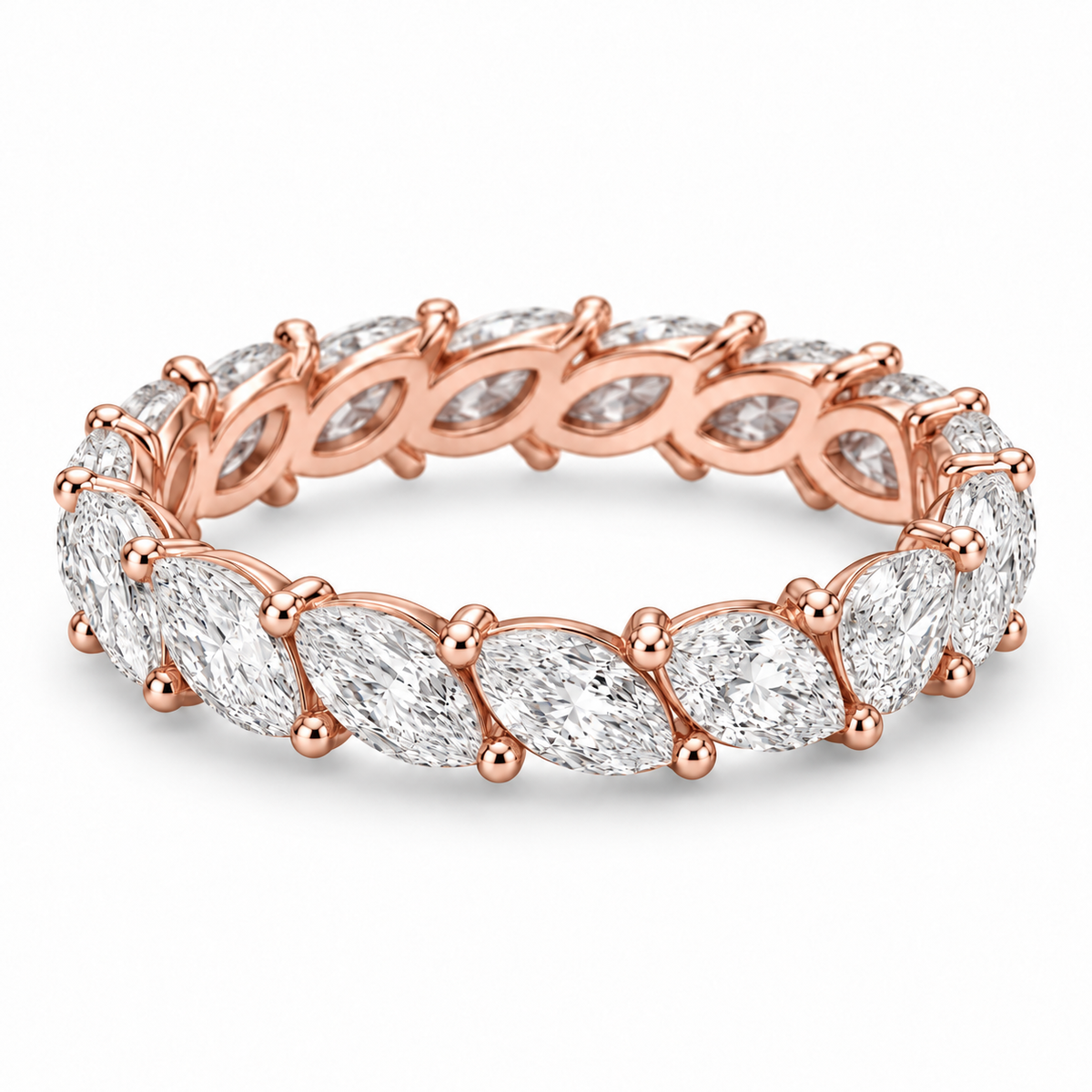 [metal:rose-gold] Daphne Marquise Eternity Ring — front — Rose gold colour preview [catalog-v4]