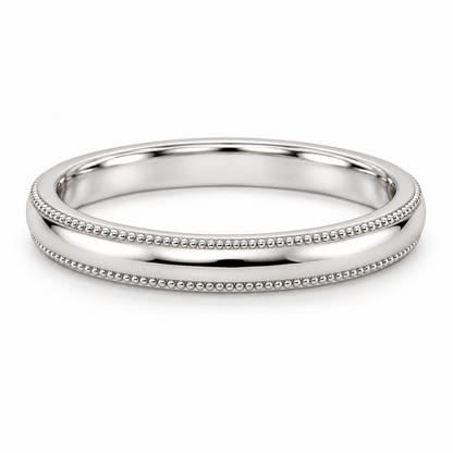 [metal:white-gold] Delphine Milgrain Band — front — Milgrain band, shallow front studio view [catalog-v4]
