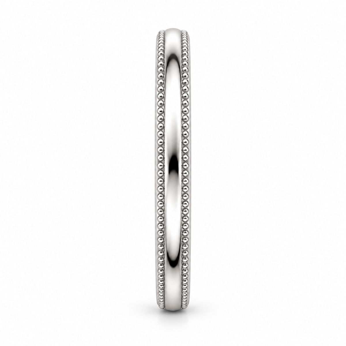 [metal:white-gold] Delphine Milgrain Band — side-profile — Milgrain band, edge profile studio view [catalog-v4]