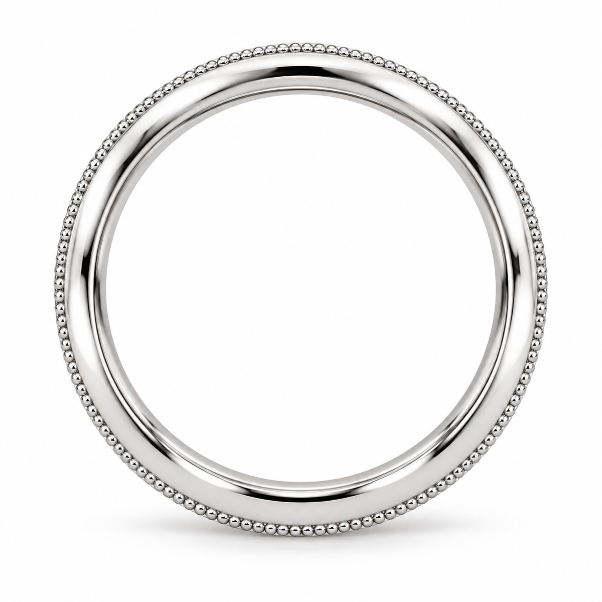 [metal:white-gold] Delphine Milgrain Band — top — Milgrain band, circular elevation studio view [catalog-v4]