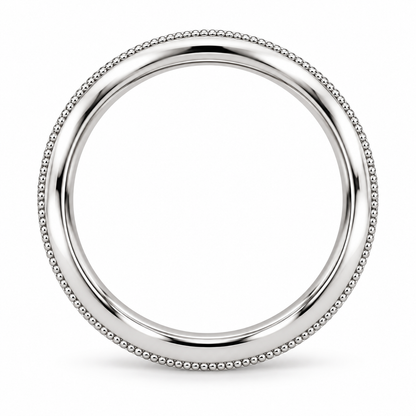 [metal:white-gold] Delphine Milgrain Band — top — Milgrain band, circular elevation studio view [catalog-v4]