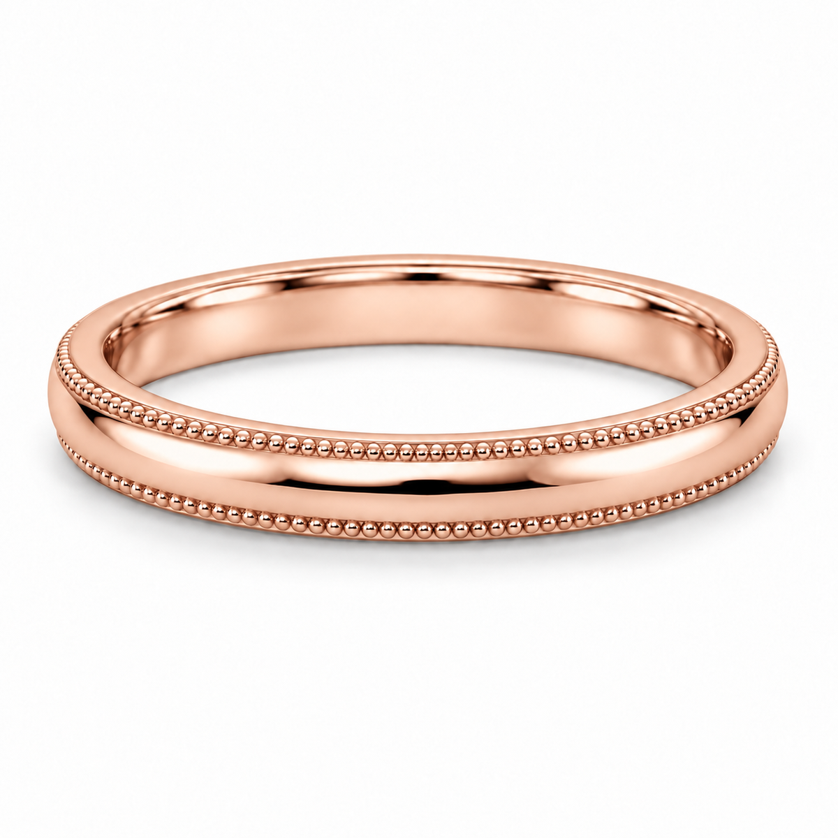 [metal:rose-gold] Delphine Milgrain Band — front — Rose gold colour preview [catalog-v4]