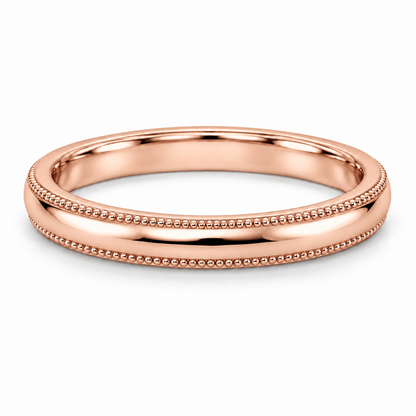 [metal:rose-gold] Delphine Milgrain Band — front — Rose gold colour preview [catalog-v4]