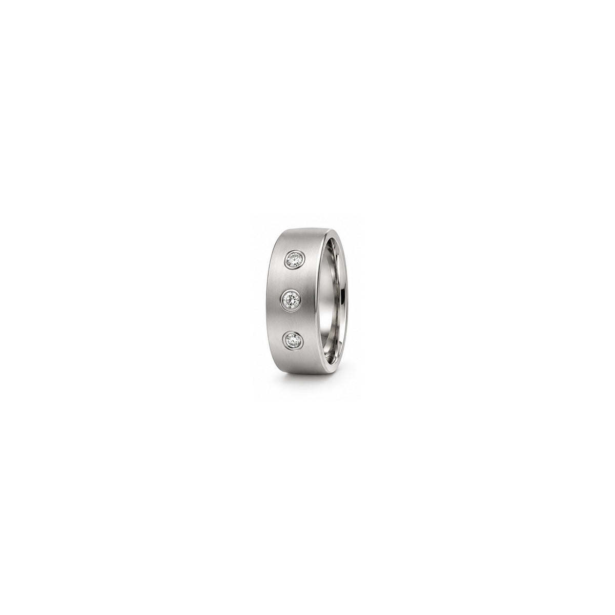 [metal:white-gold] Dominic Triple Diamond Band — white gold hero — illustrative catalogue render