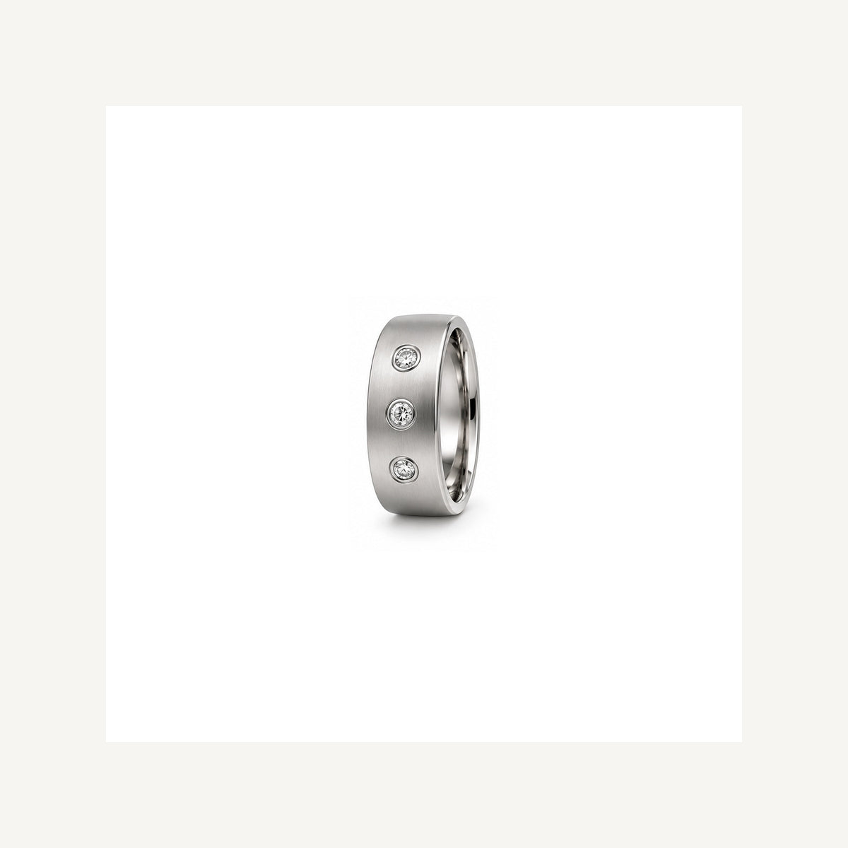 [metal:white-gold] Dominic Triple Diamond Band — white gold detail — illustrative catalogue render