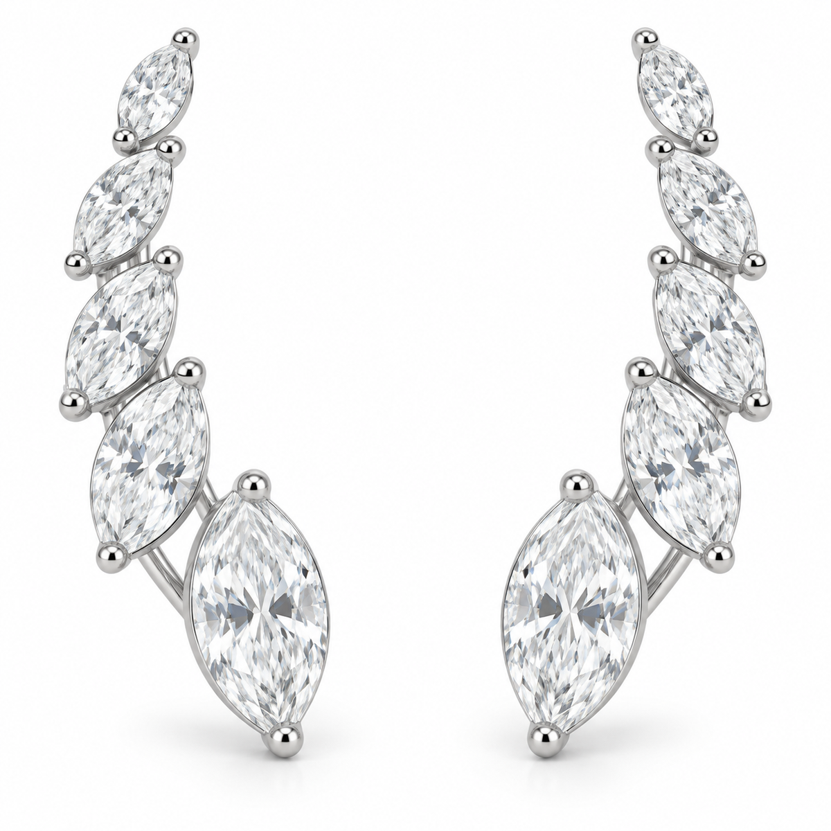 [metal:white-gold] Elara Marquise Climbers — front — illustrative design render [catalog-v2]