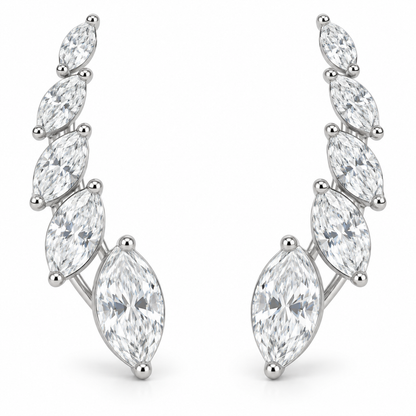 [metal:white-gold] Elara Marquise Climbers — front — illustrative design render [catalog-v2]