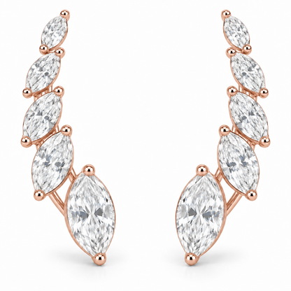 [metal:rose-gold] Elara Marquise Climbers — front — illustrative design render [catalog-v2]