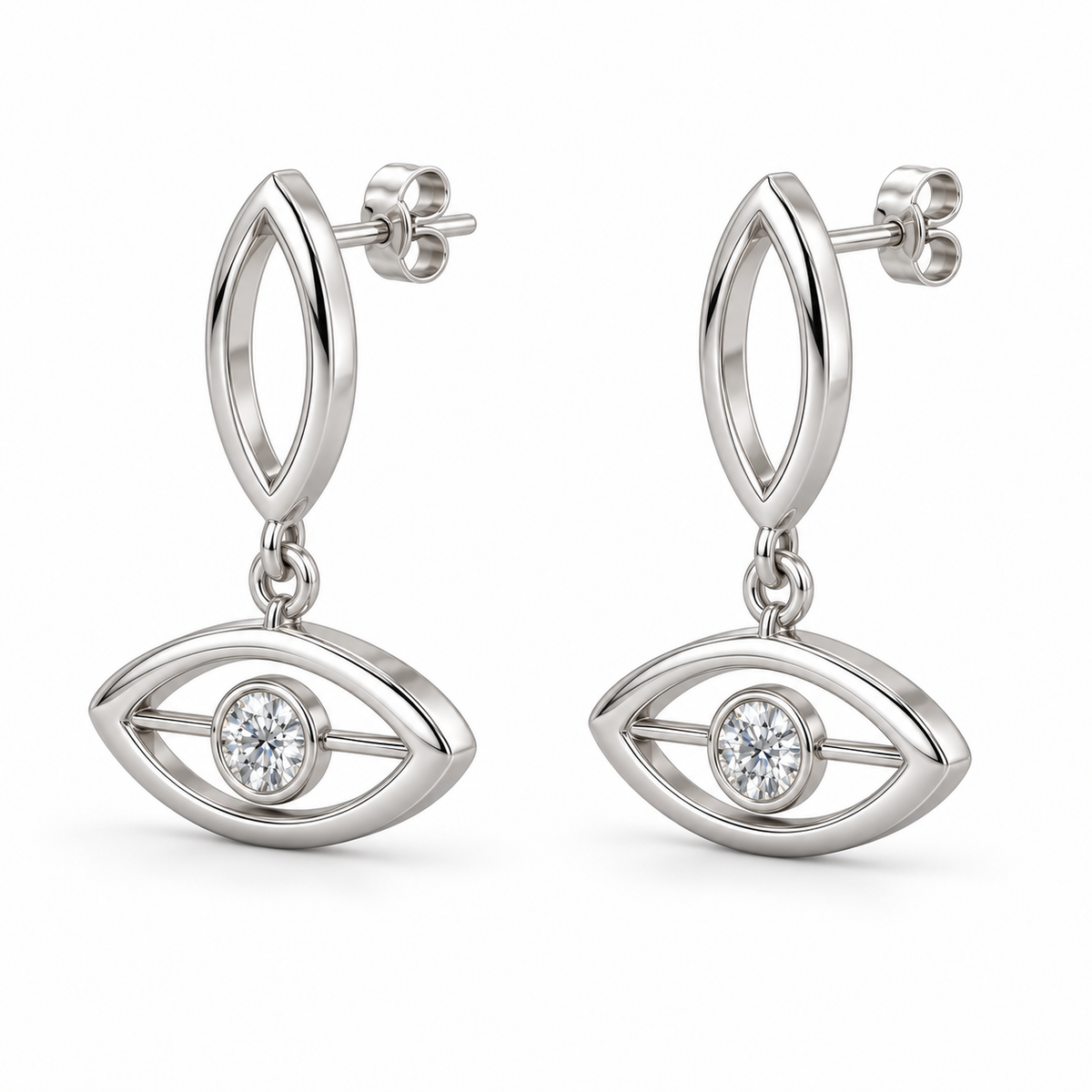 [metal:white-gold] Elarisse Twin Lens Earrings — three-quarter — Same design shown three quarter [catalog-v4]