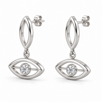 [metal:white-gold] Elarisse Twin Lens Earrings — three-quarter — Same design shown three quarter [catalog-v4]