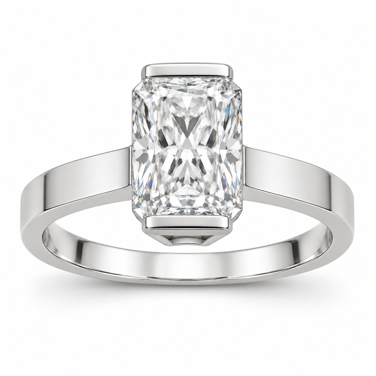 [metal:white-gold] Eline Split-Bezel Setting — front — Original setting design illustration [catalog-v4]