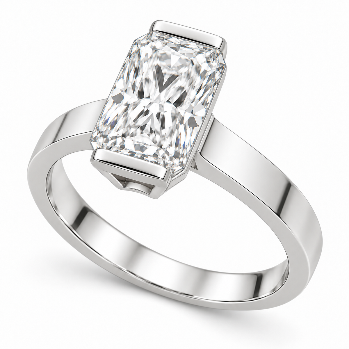 [metal:white-gold] Eline Split-Bezel Setting — three-quarter — Original setting design illustration [catalog-v4]