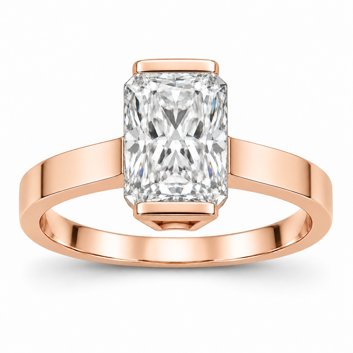 [metal:rose-gold] Eline Split-Bezel Setting — front — Original setting design illustration [catalog-v4]