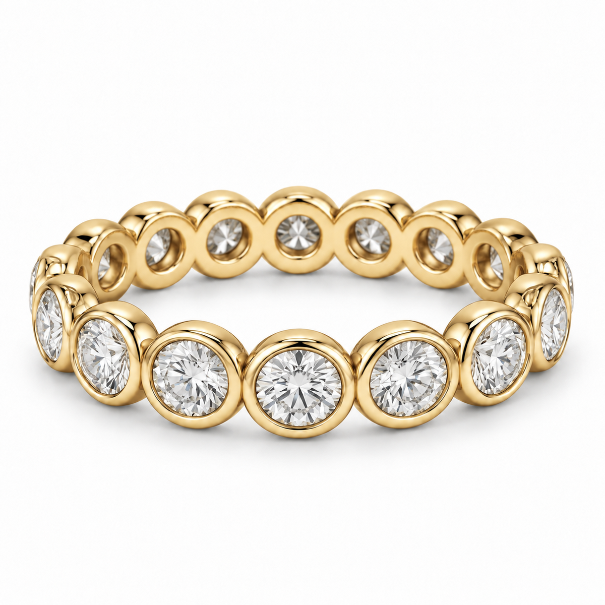 [metal:yellow-gold] Eloise Bezel Eternity Ring — front — Yellow gold colour preview [catalog-v4]