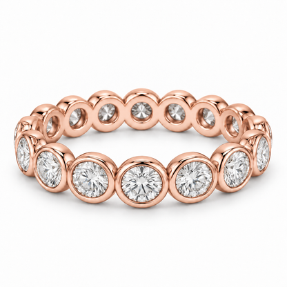 [metal:rose-gold] Eloise Bezel Eternity Ring — front — Rose gold colour preview [catalog-v4]