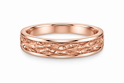 [metal:rose-gold] Elowen Textured Ring — front — Rose gold colour preview [catalog-v4]