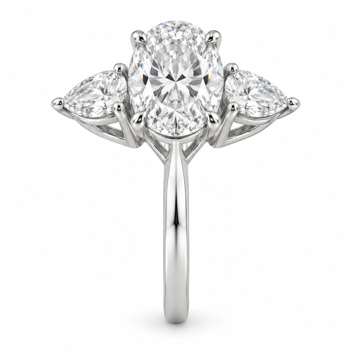 [metal:white-gold] Elowyn Oval-Pear Trilogy Setting — side-profile — Original setting design illustration [catalog-v4]