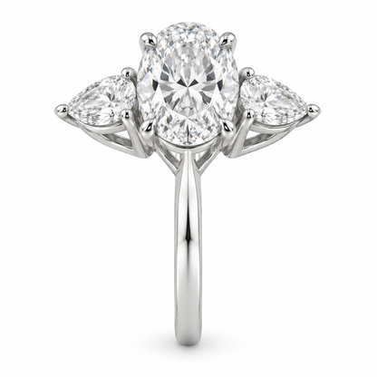 [metal:white-gold] Elowyn Oval-Pear Trilogy Setting — side-profile — Original setting design illustration [catalog-v4]