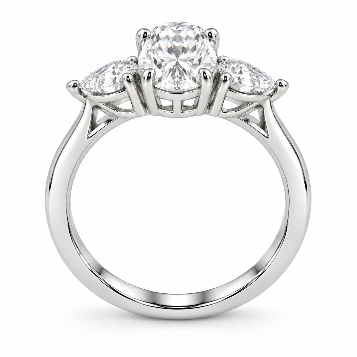 [metal:white-gold] Elowyn Oval-Pear Trilogy Setting — top — Original setting design illustration [catalog-v4]