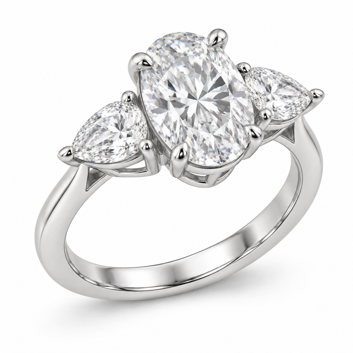 [metal:white-gold] Elowyn Oval-Pear Trilogy Setting — three-quarter — Original setting design illustration [catalog-v4]