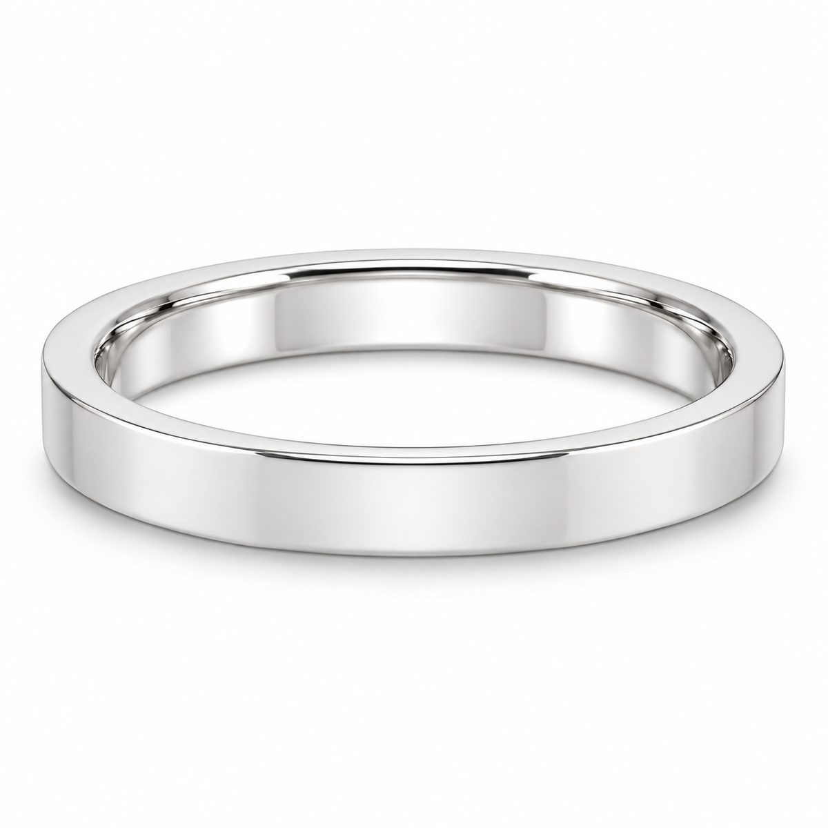 [metal:white-gold] Emmeline Flat Band — front — Flat-profile band, shallow front studio view [catalog-v4]