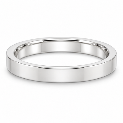 [metal:white-gold] Emmeline Flat Band — front — Flat-profile band, shallow front studio view [catalog-v4]