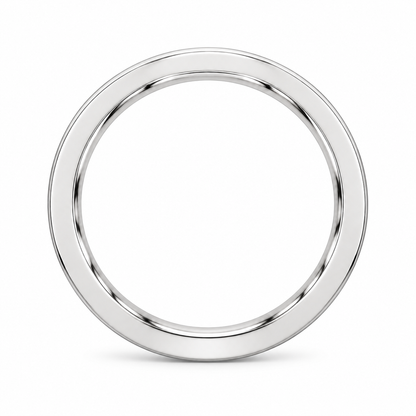 [metal:white-gold] Emmeline Flat Band — top — Flat-profile band, circular elevation studio view [catalog-v4]