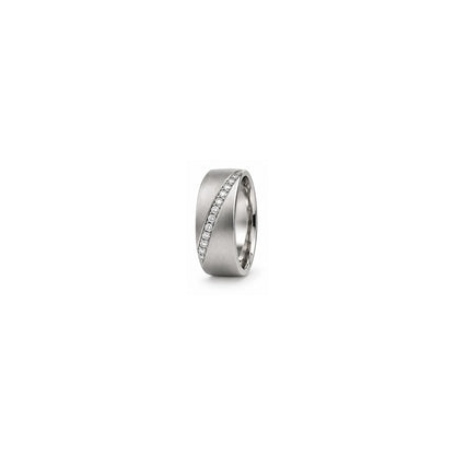 [metal:white-gold] Emrys Offset Diamond Band — white gold hero — illustrative catalogue render