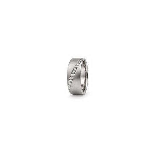 [metal:white-gold] Emrys Offset Diamond Band — white gold hero — illustrative catalogue render