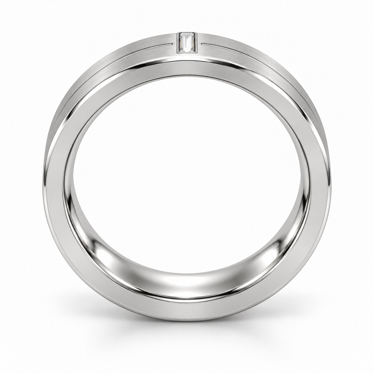 [metal:white-gold] Eryndor Twin-Groove Baguette Band — circular — Same design shown circular [catalog-v4]
