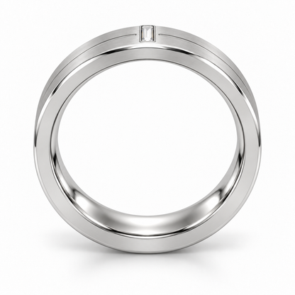 [metal:white-gold] Eryndor Twin-Groove Baguette Band — circular — Same design shown circular [catalog-v4]