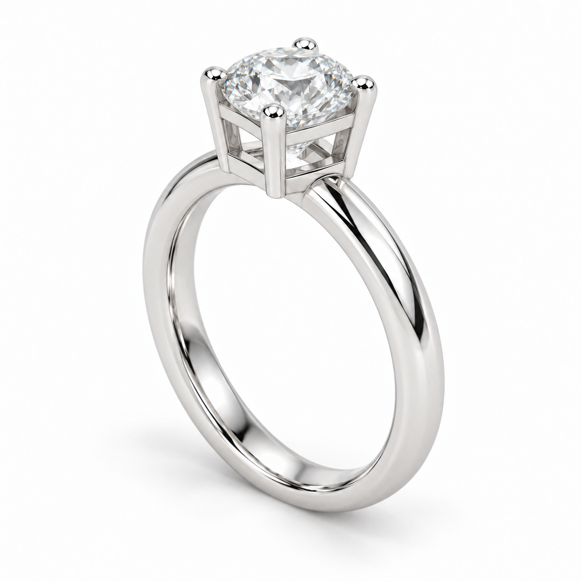 [metal:white-gold] Esmeria Lantern Solitaire Setting — oblique — Same design shown oblique [catalog-v4]