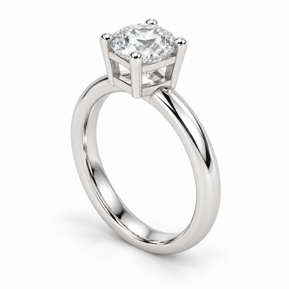 [metal:white-gold] Esmeria Lantern Solitaire Setting — oblique — Same design shown oblique [catalog-v4]