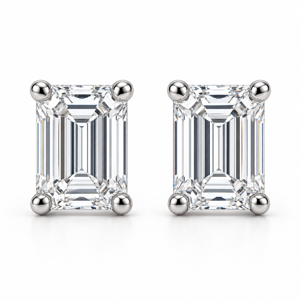[metal:white-gold] Estelle Emerald-Cut Studs — front — Matching emerald-cut diamond studs, front view [catalog-v4]