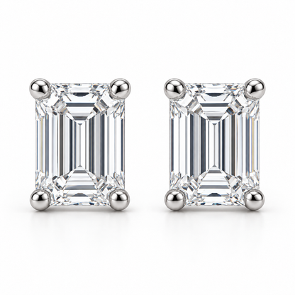 [metal:white-gold] Estelle Emerald-Cut Studs — front — Matching emerald-cut diamond studs, front view [catalog-v4]