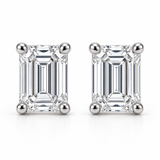 [metal:white-gold] Estelle Emerald-Cut Studs — front — Matching emerald-cut diamond studs, front view [catalog-v4]