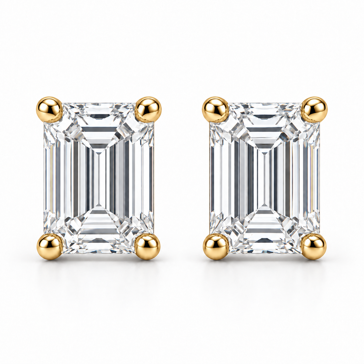 [metal:yellow-gold] Estelle Emerald-Cut Studs — front — Yellow gold colour preview [catalog-v4]