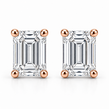 [metal:rose-gold] Estelle Emerald-Cut Studs — front — Rose gold colour preview [catalog-v4]