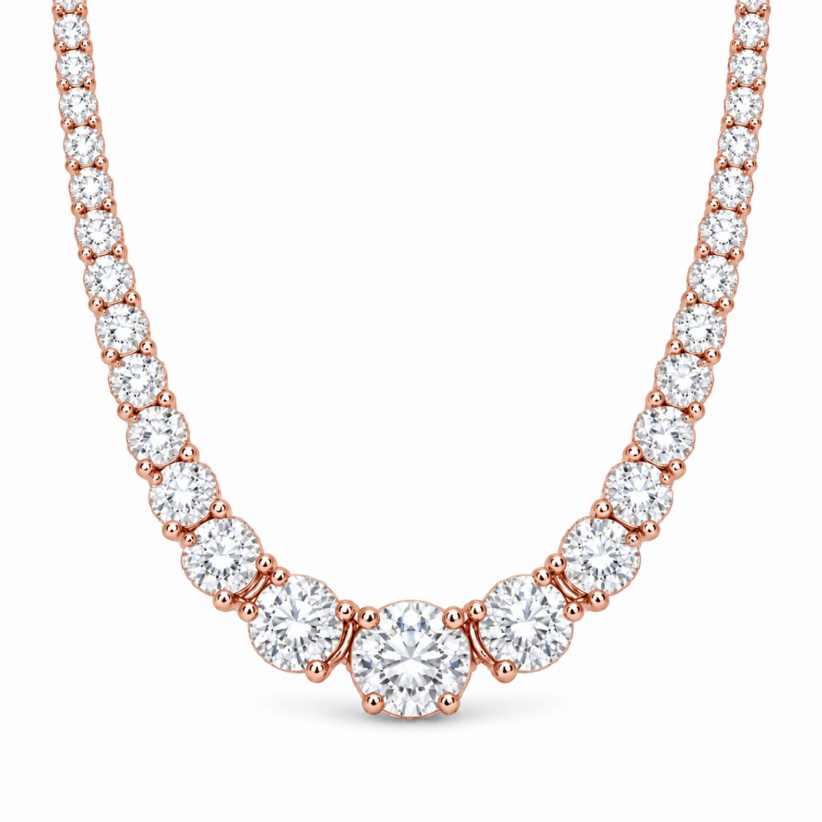 [metal:rose-gold] Eternelle Tennis Necklace — front — Rose gold colour preview [catalog-v4]