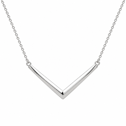 [metal:white-gold] Evadne Chevron Necklace — front — Evadne Chevron Necklace front design illustration [catalog-v4]