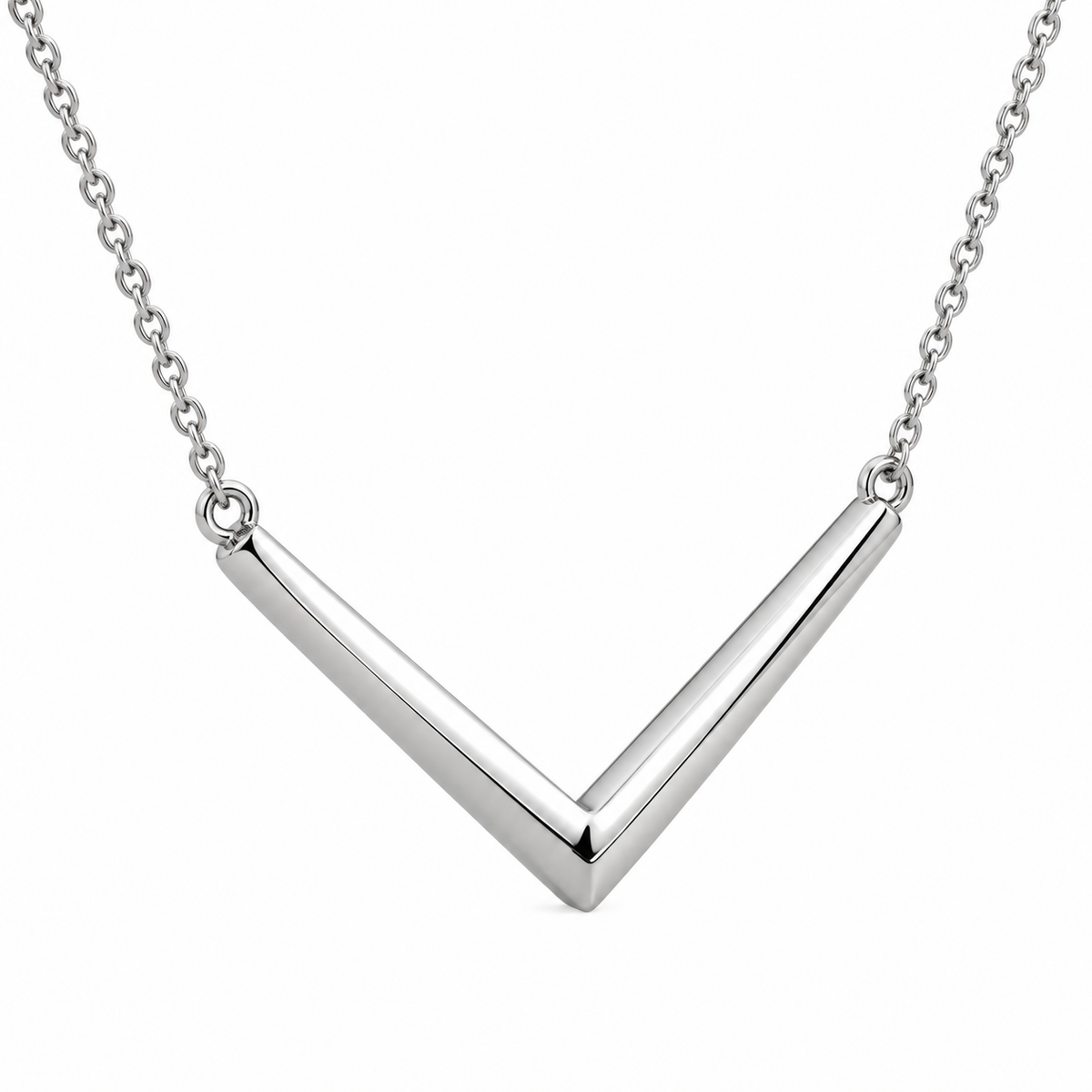 [metal:white-gold] Evadne Chevron Necklace — three-quarter — Evadne Chevron Necklace three-quarter design illustration [catalog-v4]