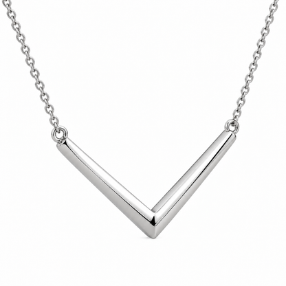 [metal:white-gold] Evadne Chevron Necklace — three-quarter — Evadne Chevron Necklace three-quarter design illustration [catalog-v4]