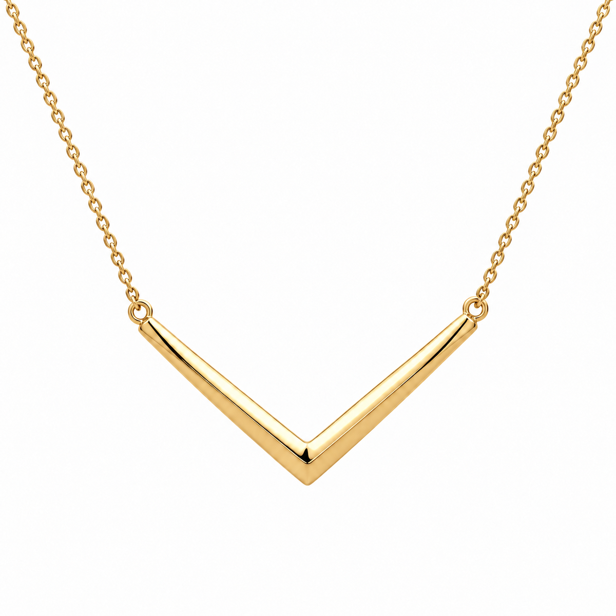[metal:yellow-gold] Evadne Chevron Necklace — front — Evadne Chevron Necklace front design illustration [catalog-v4]