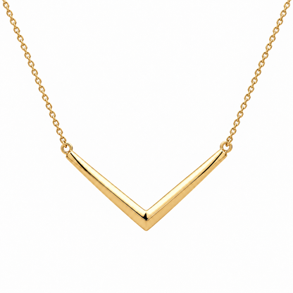[metal:yellow-gold] Evadne Chevron Necklace — front — Evadne Chevron Necklace front design illustration [catalog-v4]