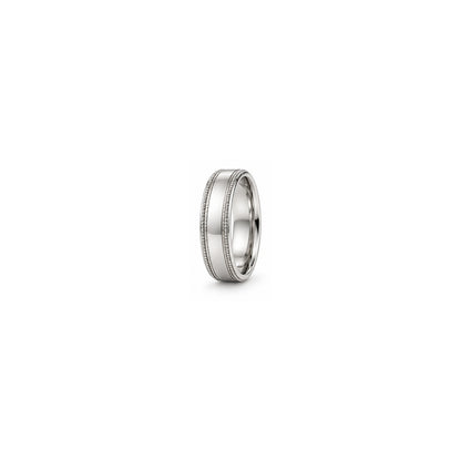 [metal:white-gold] Evander Milgrain Band — white gold hero — illustrative catalogue render
