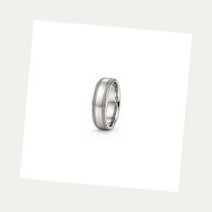 [metal:white-gold] Evander Milgrain Band — white gold alternate — illustrative catalogue render