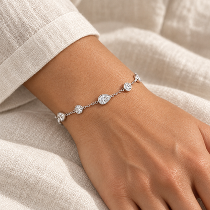 [metal:all] Evangeline Station Bracelet — worn — Human-worn styling illustration [catalog-v4]